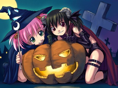 Konachan.com - 23832 askray demon devil halloween loli pumpkin witch yue.jpg