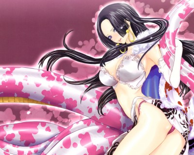 Konachan.com - 71731 black_hair blush boa_hancock breasts gloves long_hair one_piece panties purple_eyes underwear.jpg